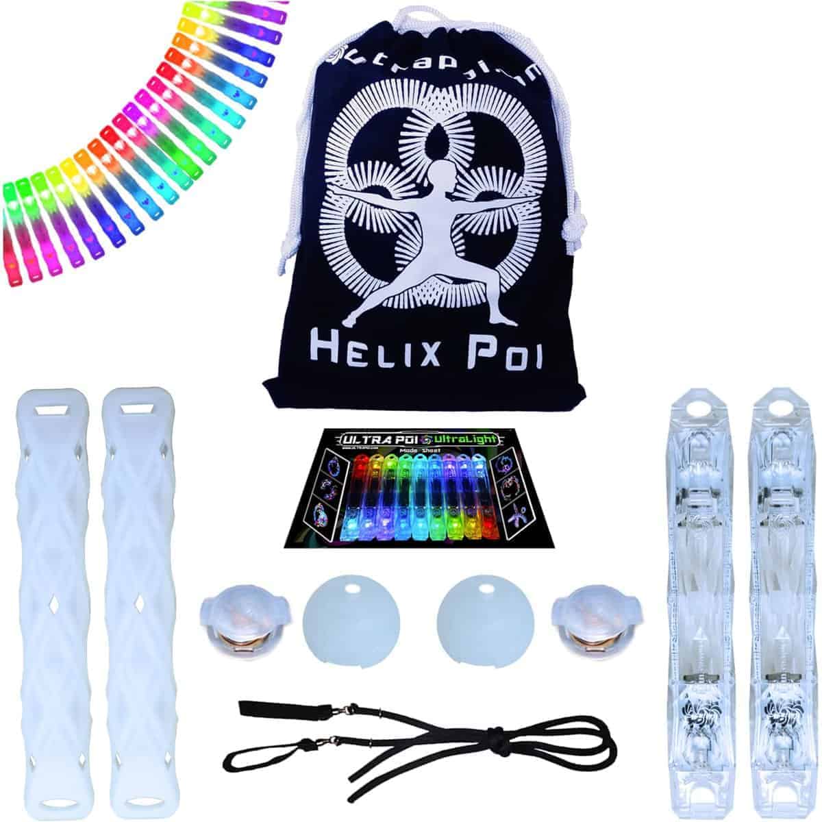 Set de HelixPoi - Poi Helix con Manijas LED UltraKnob - 70+