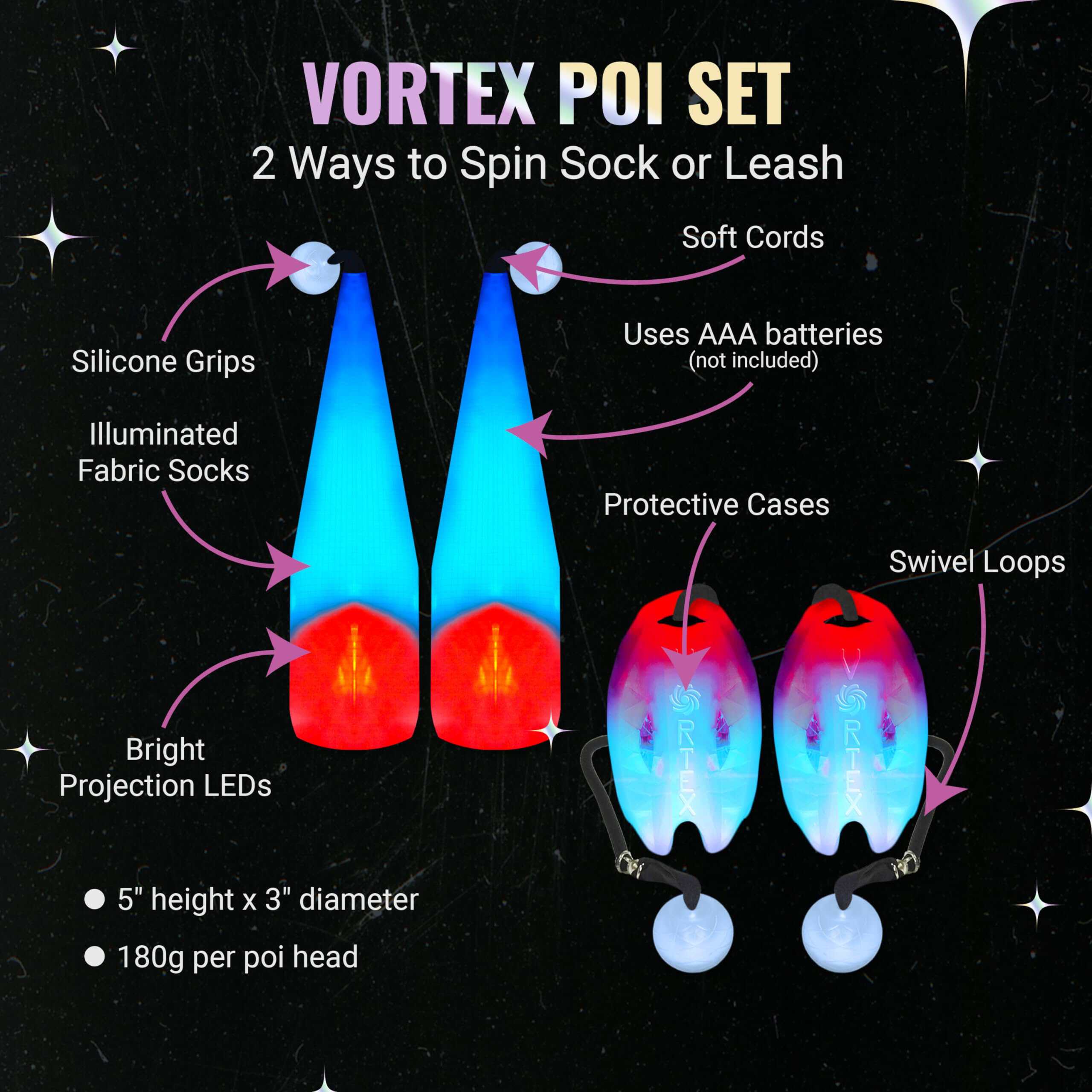 UltraPoi � Vortex Poi - Set de Poi LED - Mejor Poi Luminoso - Imagen 4