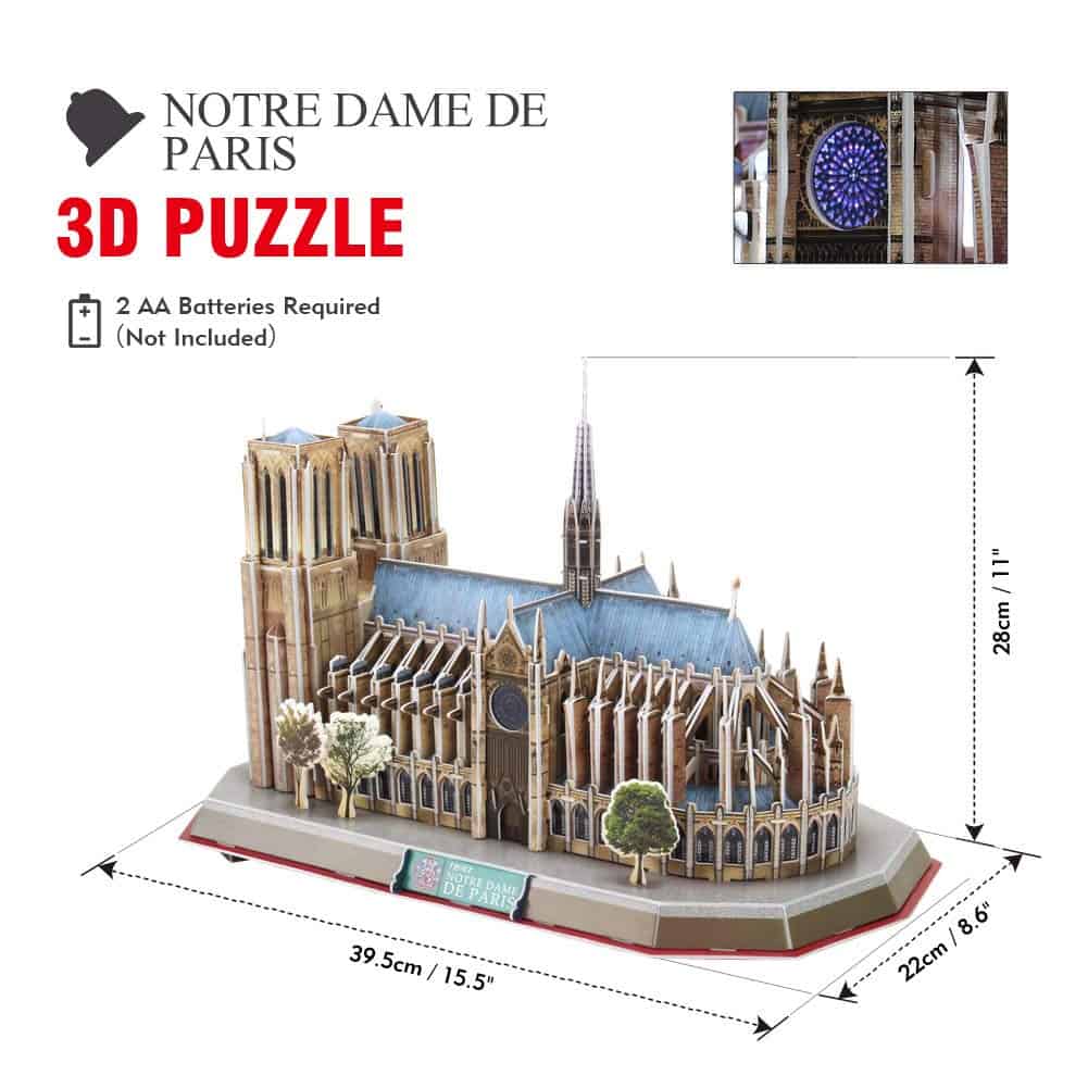 CubicFun Rompecabezas 3D para Adultos LED Notre Dame de - Imagen 3