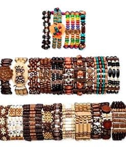 Pulseras de cuentas de madera con encanto de dragones