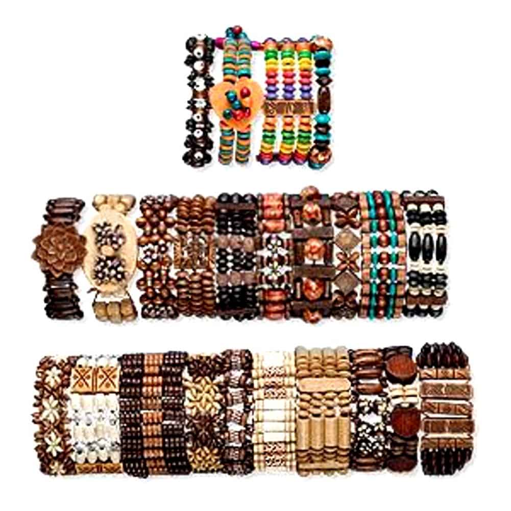Pulseras de cuentas de madera con encanto de dragones