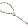 Rosario de Plata Esterlina Rosa para Bautizo de Niñas