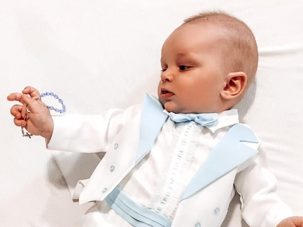 Rosario de Plata Esterlina Azul para Bebé Regalo de Bautizo - Imagen 5