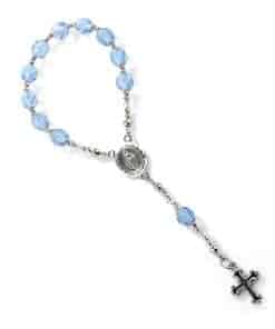 Rosario de Plata Esterlina Azul para Bebé Regalo de Bautizo