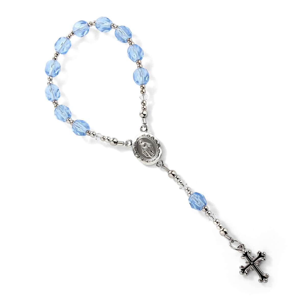 Rosario de Plata Esterlina Azul para Bebé Regalo de Bautizo