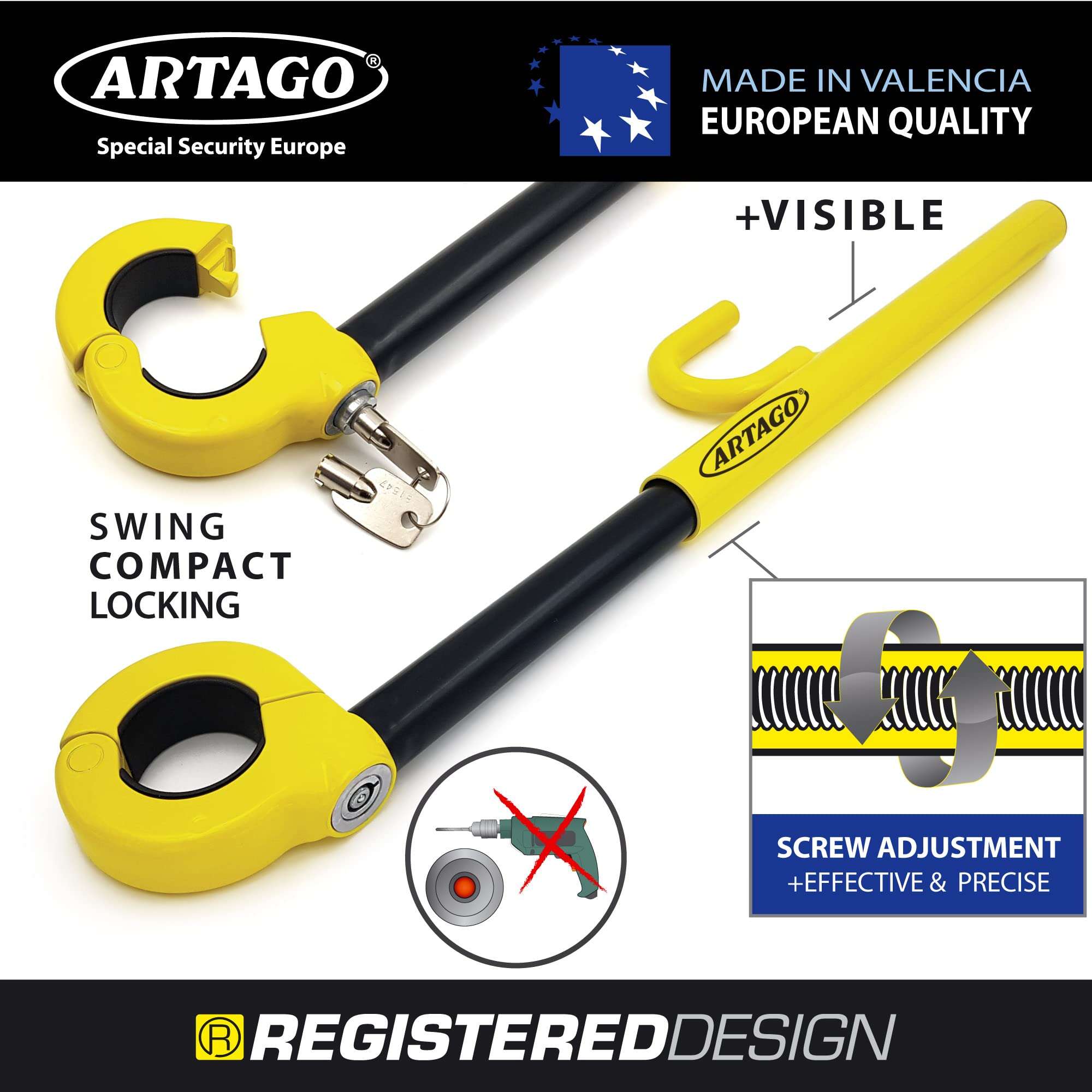 Bloqueo de volante Artago 840A/B, el más resistente, - Imagen 5