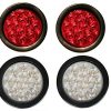 Juego de 4 luces LED redondas de 4 pulgadas, 2 rojas + 2