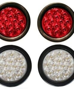 Juego de 4 luces LED redondas de 4 pulgadas, 2 rojas + 2
