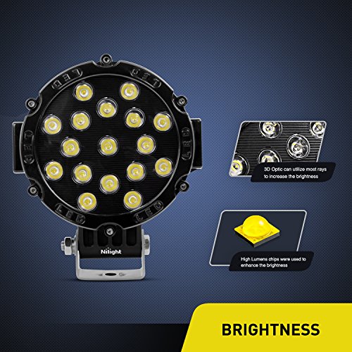 Nilight - 15023SB-B Barra de Luz Led 2PCS 7" 51w 5100LM - Imagen 3
