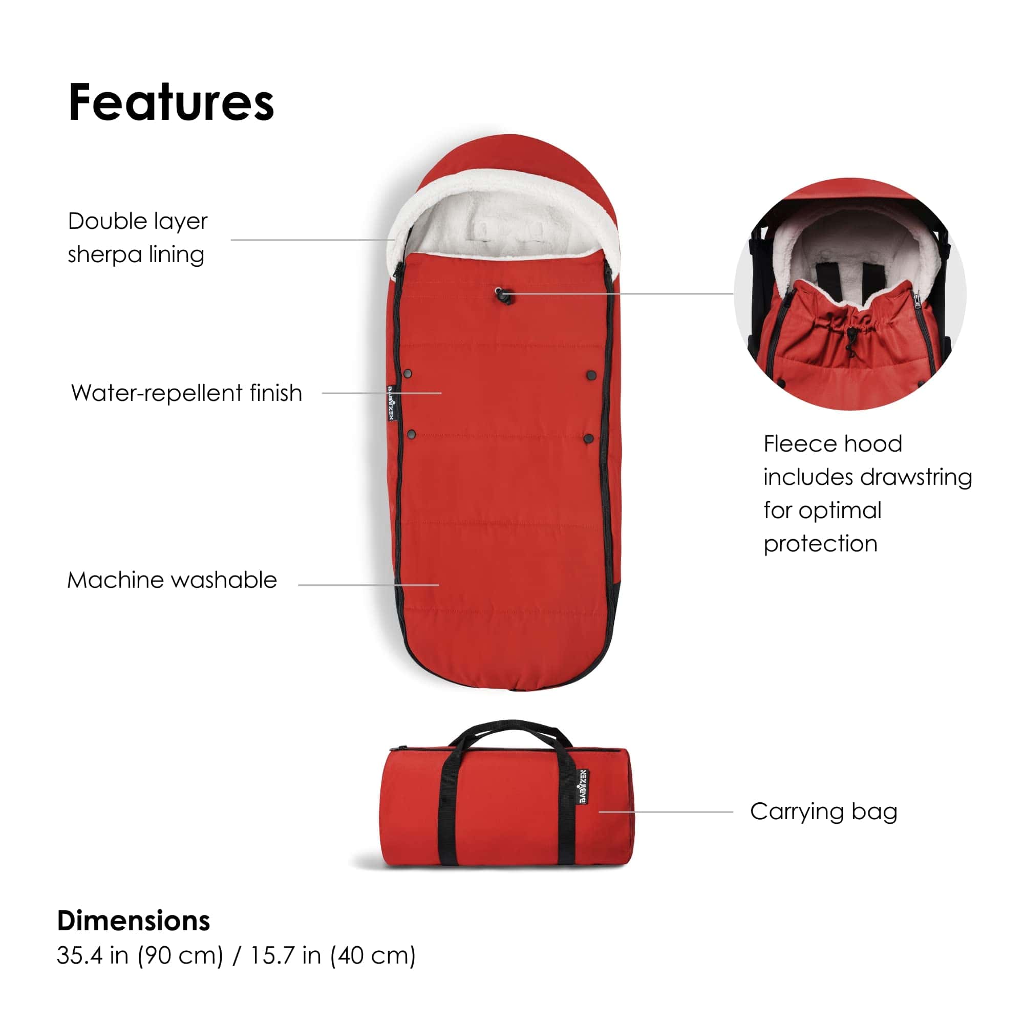 Saco de dormir para cochecito - Rojo - Imagen 5