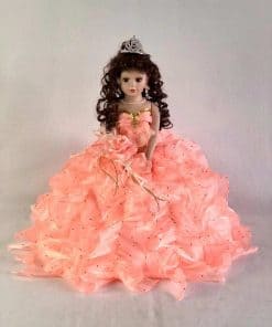 Muñeca Paraguas J.Misa de Porcelana de 18" Quinceañera Rosa