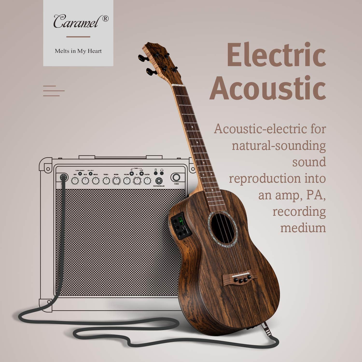 Ukelele Eléctrico Tenor Profesional de Bocote Butterfly 26 - Imagen 3