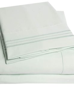 Juego de sábanas de lujo para cama Queen color menta -