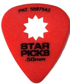 72 Pack Everly Star Guitar Picks .50mm Super Grip Red