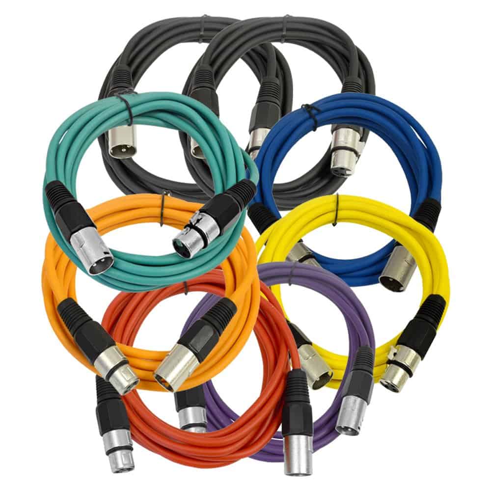 Seismic Audio - SAXLX-10PYROGB2BK - Paquete de 8 Cables de
