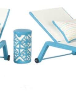 Conjunto de 3 piezas de Chaise Blue Sun en miniatura de