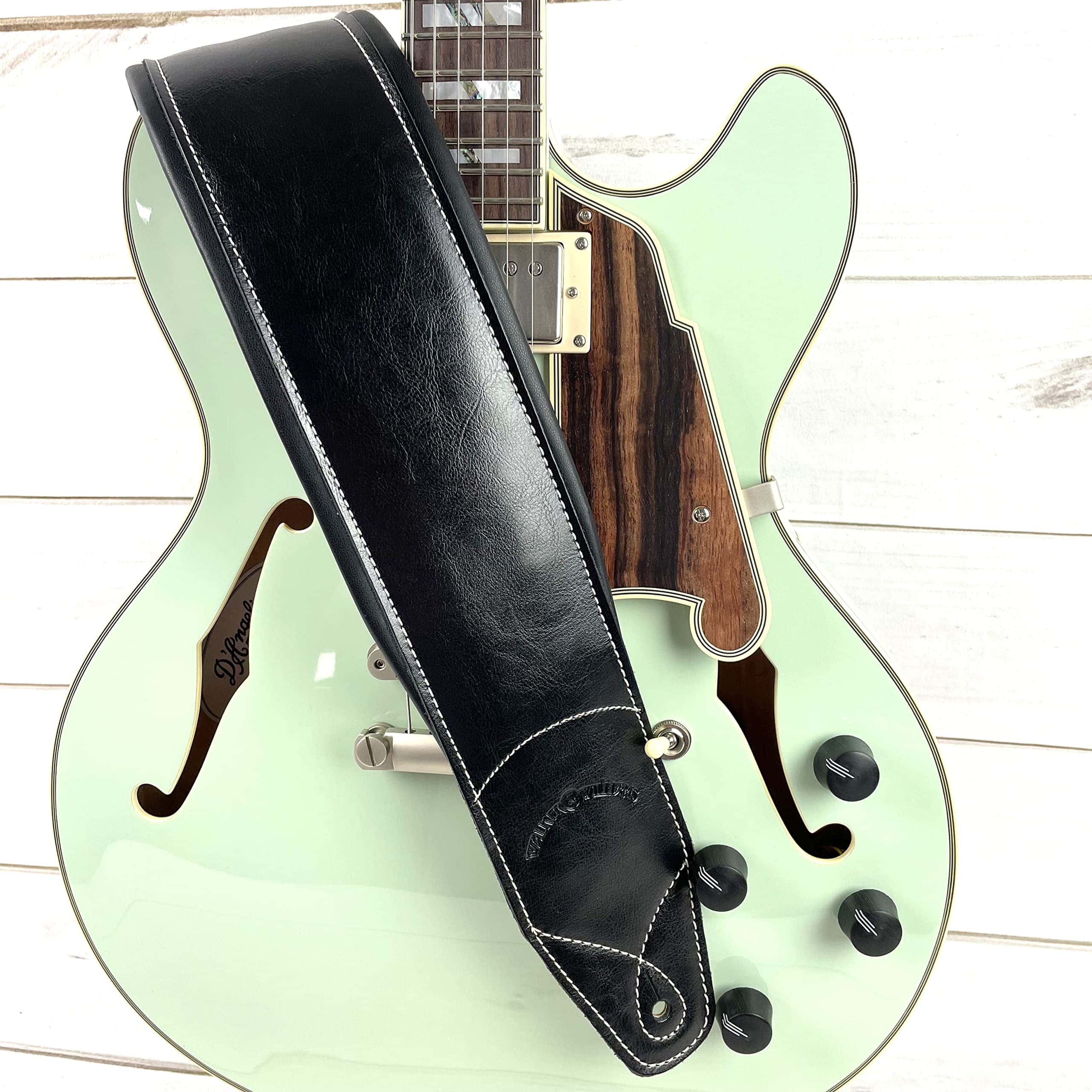 Correa de guitarra acolchada de cuero negro de alta calidad - Imagen 3