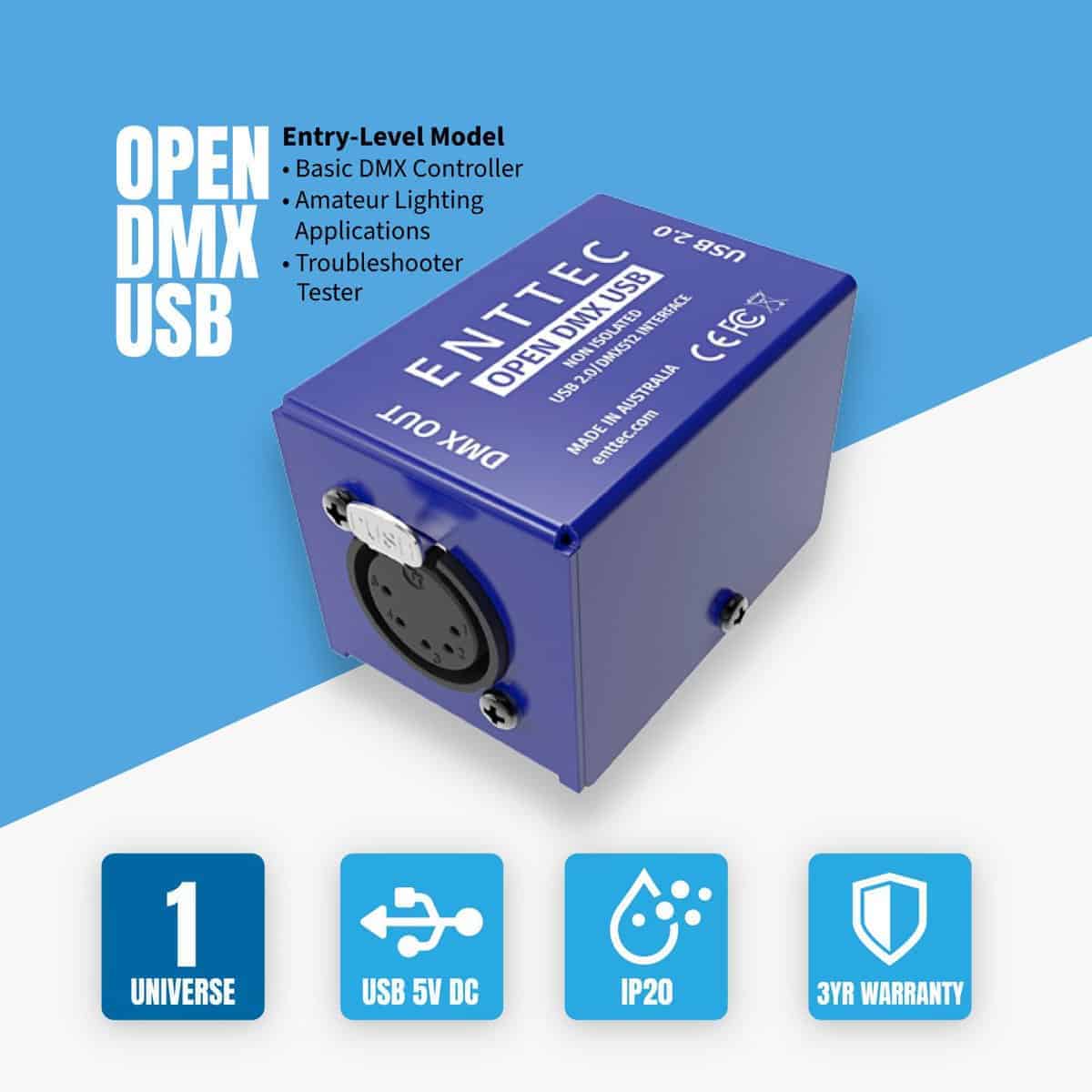 Interfaz de Iluminación Enttec Open DMX USB 70303 - Open - Imagen 3