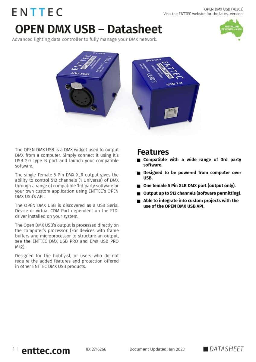 Interfaz de Iluminación Enttec Open DMX USB 70303 - Open - Imagen 7