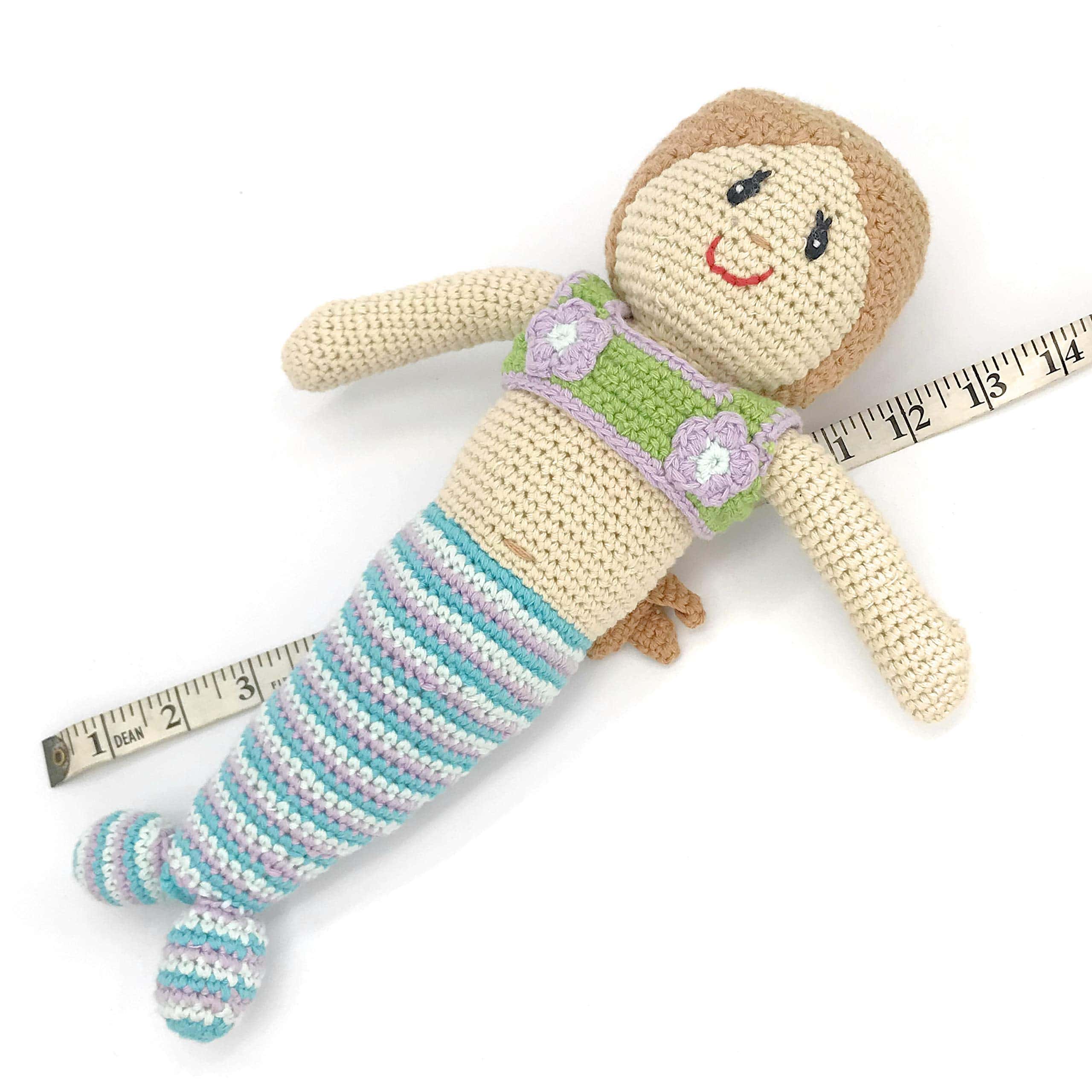 Muñeca Sirena Turquesa hecha a mano Pebble | Crochet | - Imagen 4