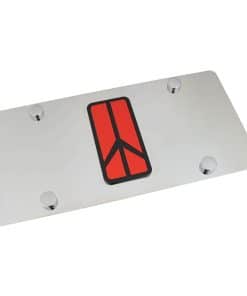 Placa de matrícula de acero inoxidable pulido con logotipo