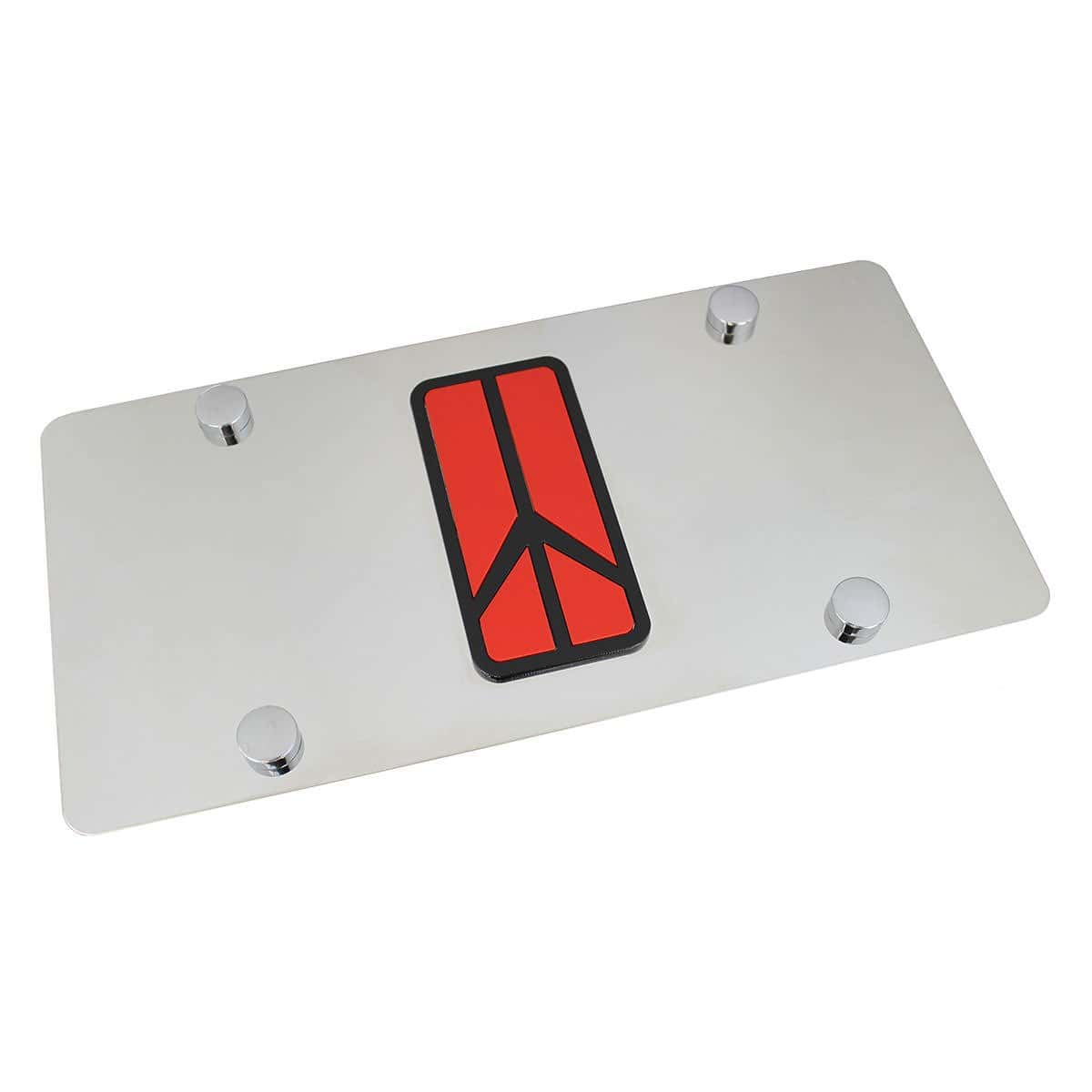 Placa de matrícula de acero inoxidable pulido con logotipo