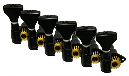 Hipshot BLACK 6-In-Line Non-Staggered Open-Gear Guitar