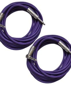 Par de Cables de Guitarra Morados de 20 Pies de Ángulo
