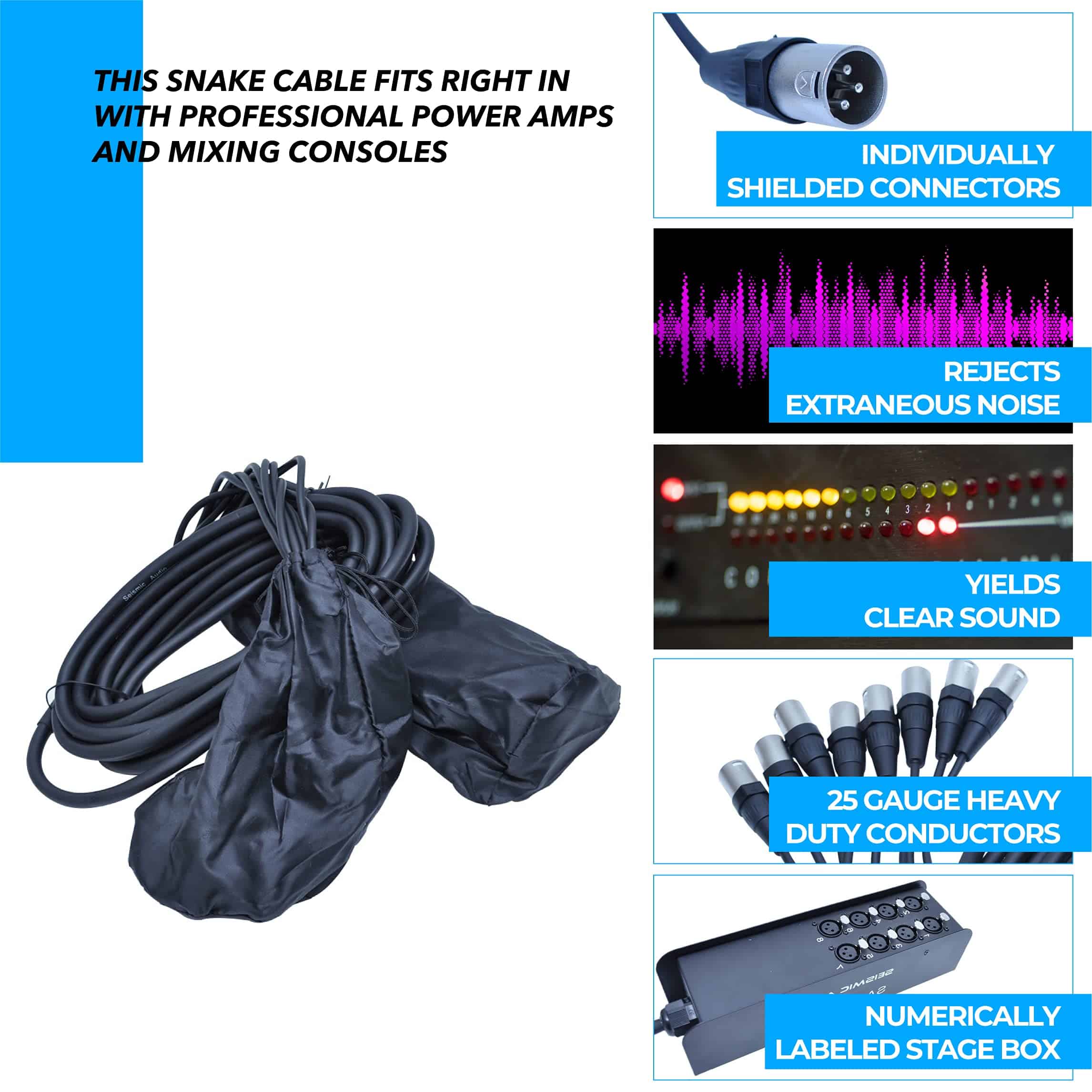 Cable de Serpiente Sub Send XLR de Bajo Perfil de 8 Canales - Imagen 6