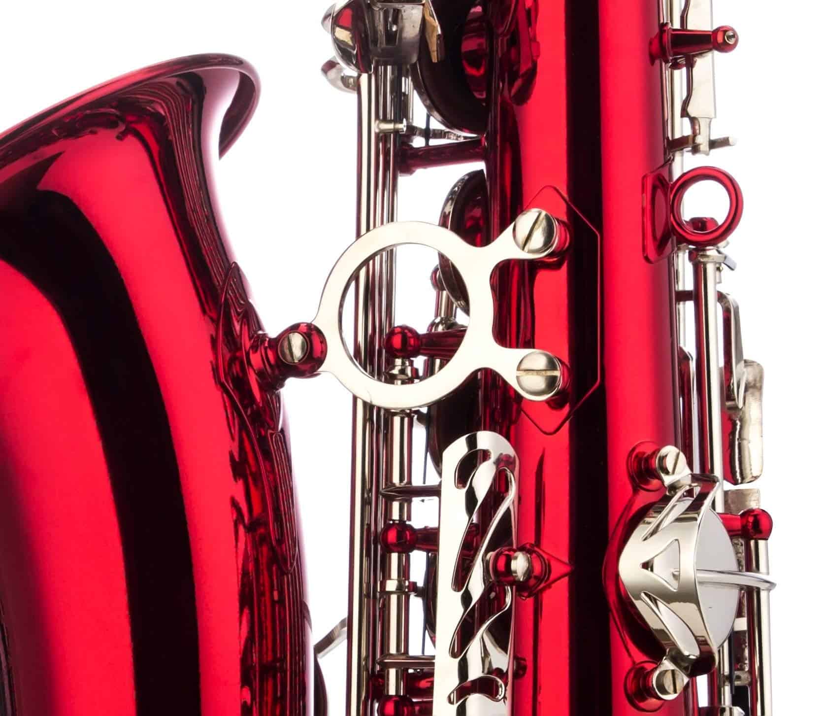 Saxofón Alto en Mi Bemol Rojo/Plata con 11 cañas, 8 - Imagen 9