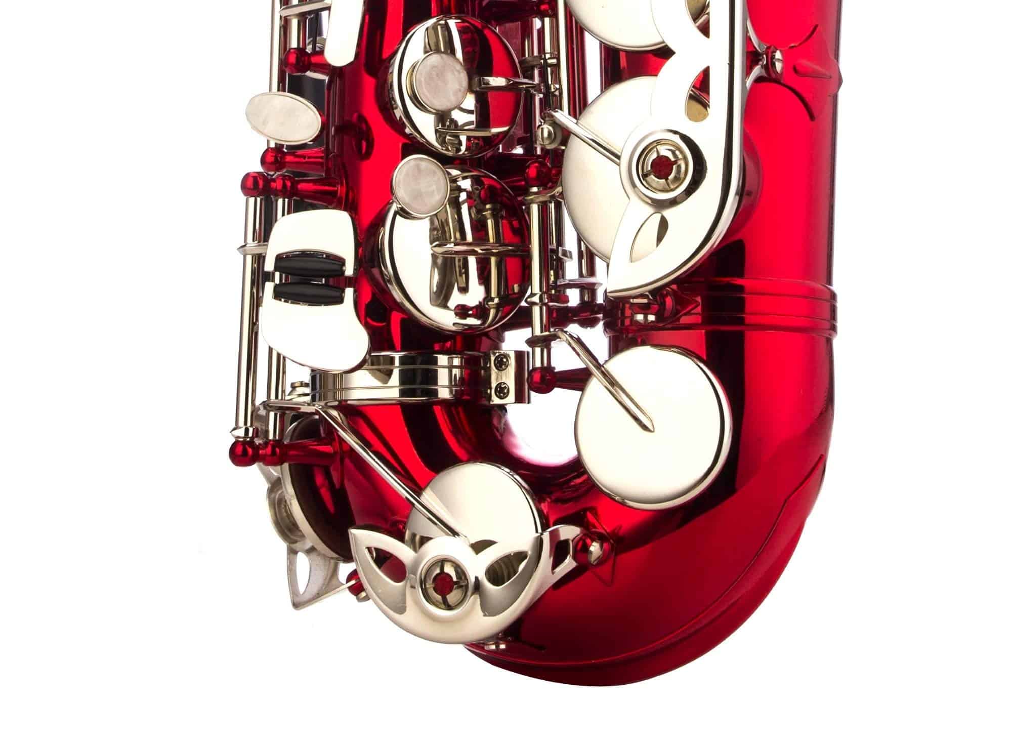 Saxofón Alto en Mi Bemol Rojo/Plata con 11 cañas, 8 - Imagen 5