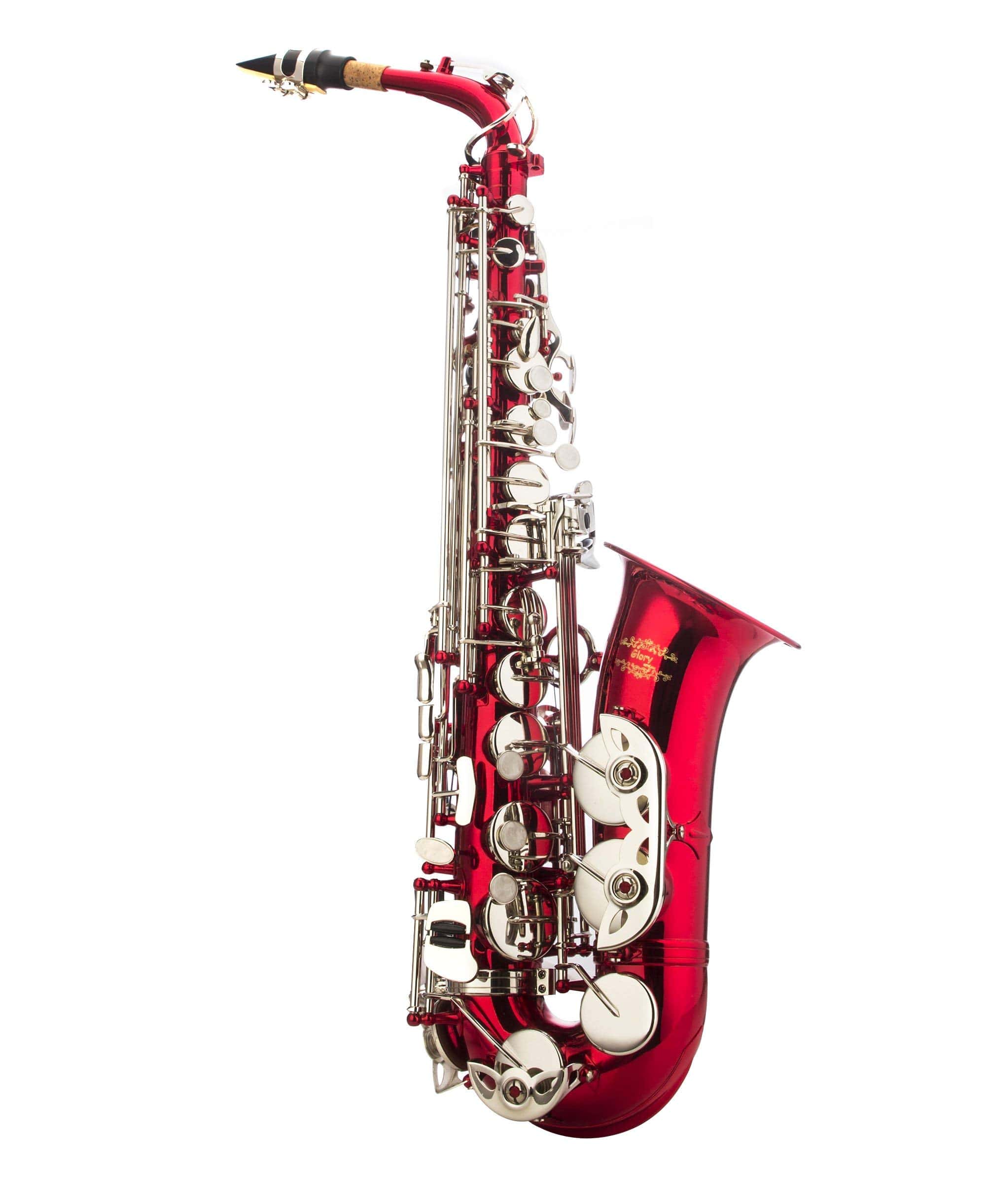 Saxofón Alto en Mi Bemol Rojo/Plata con 11 cañas, 8 - Imagen 4