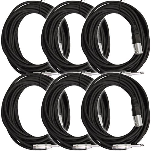 Paquete de 6 cables de 25 pies XLR Macho a 1/4" TRS