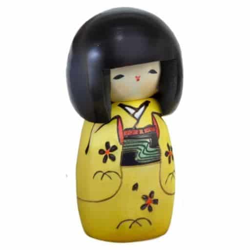 Muñeco Kokeshi Sosaku Usaburo Osanago Color Amarillo Tamaño - Imagen 4