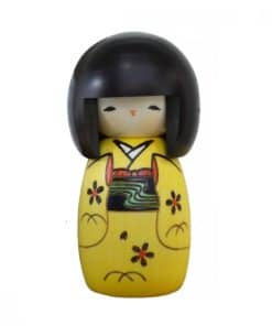 Muñeco Kokeshi Sosaku Usaburo Osanago Color Amarillo Tamaño