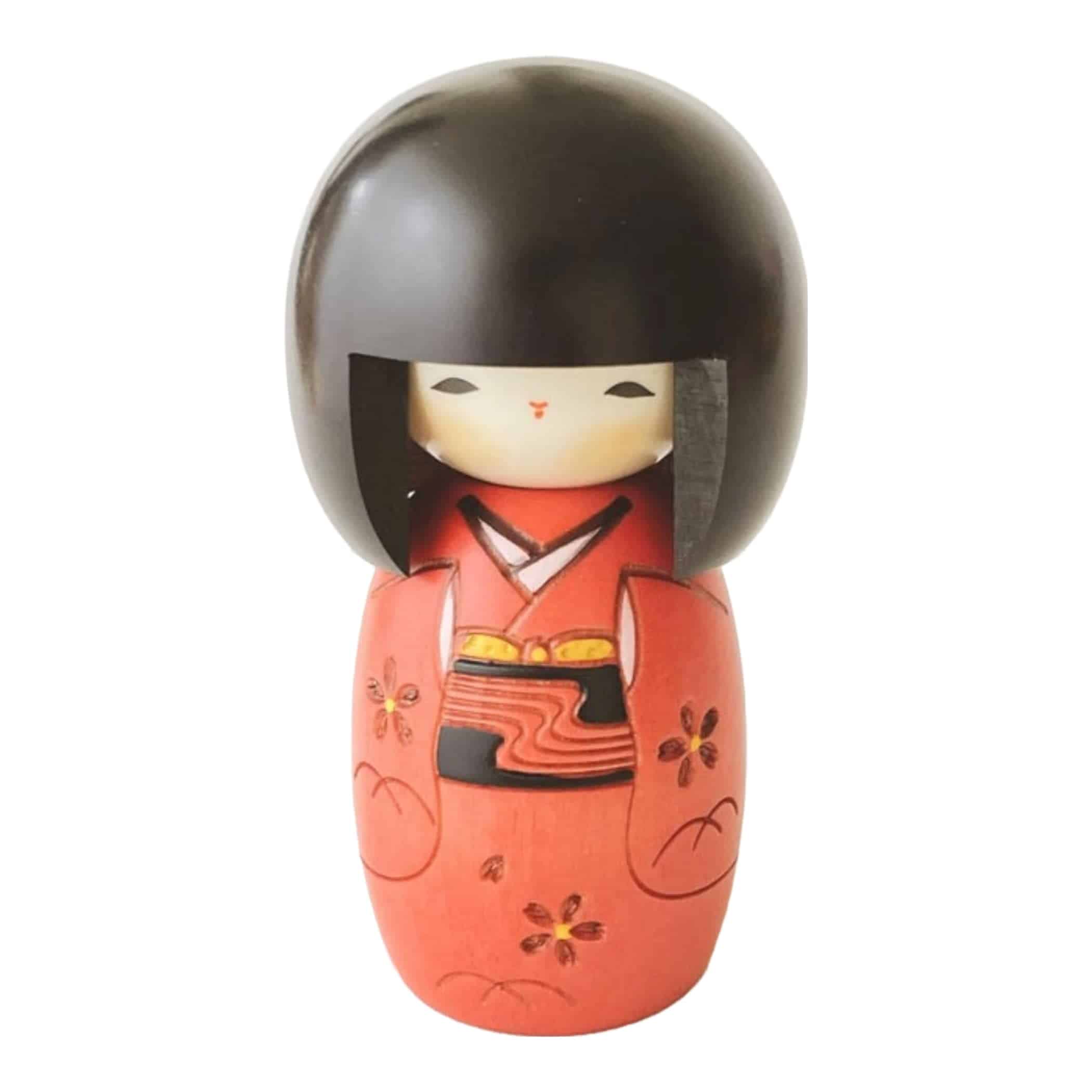 Muñeca Kokeshi Sosaku Usaburo Osanago Color Rojo Tamaño
