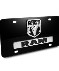 Placa de matrícula de metal negro con logotipo 3D de Dodge