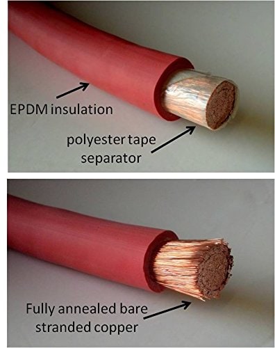 2 AWG Calibre Rojo + Negro Cables de Batería de Cobre Puro - Imagen 4