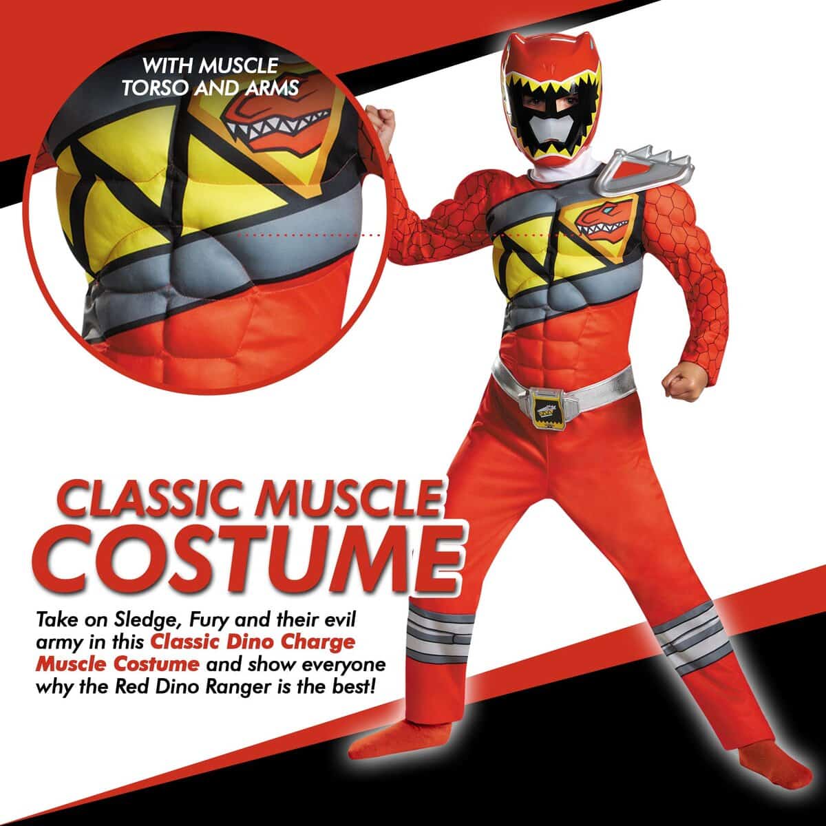 Disfraz Rojo de Power Rangers para Niños. Disfraz Clásico - Imagen 4