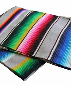 Manta de Serape Mexicano Del Mex (Extra Grande, Gris Claro)
