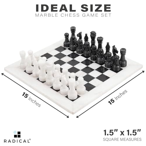 Juego de ajedrez de mármol Radicaln 15 pulgadas en blanco y - Imagen 5