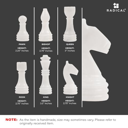 Juego de ajedrez de mármol Radicaln 15 pulgadas en blanco y - Imagen 7