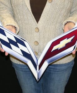 Emblema de Pared de Bandera Cruzada C7 Corvette - Metal