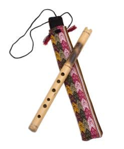 Quena Flauta Andina de Bambú NOVICA con Búho y Estuche