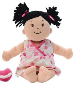 Muñeca Bebé Stella de Cabello Negro, 15 Pulgadas