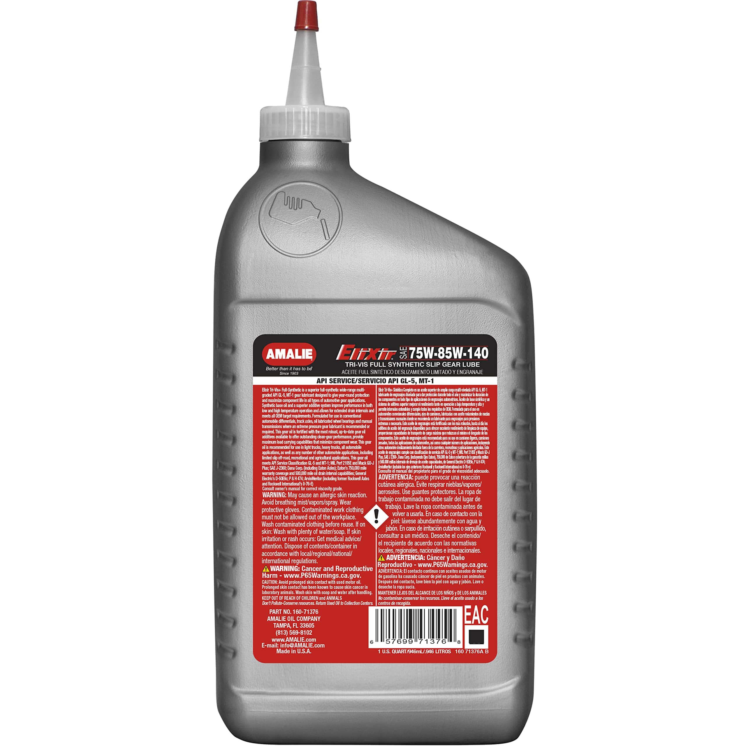 AMALIE Elixir Synthetic Tri-Vis Plus Limited Slip GL-5 - Imagen 4