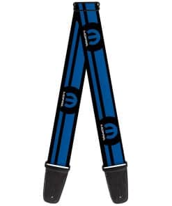 Correa de guitarra Buckle-Down Mopar Logo Rayas Negra Azul