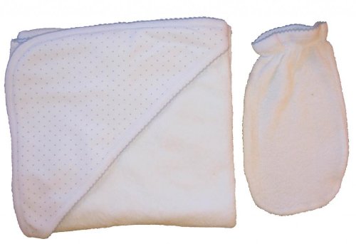 Toalla con Manopla Kissy Kissy - Blancas con Lunares Azules - Imagen 3