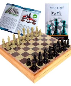 Tablero de ajedrez StonKraft Tallado a mano con base de