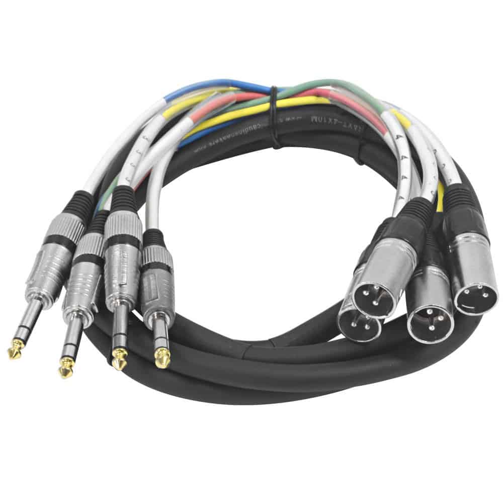 Seismic Audio - Cable Serpiente de 4 Canales 1/4" TRS a XLR